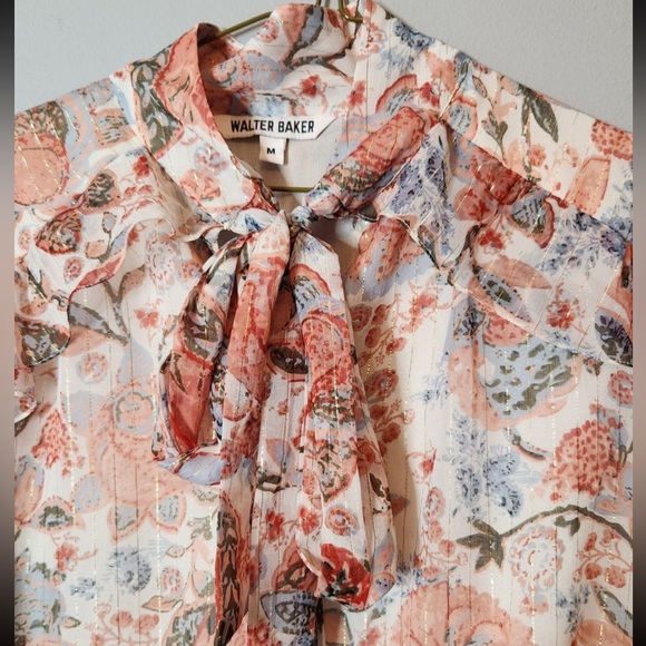 Walter Baker medium floral light boho summer ruffled blouse gypsy glam - Picture 2 of 4
